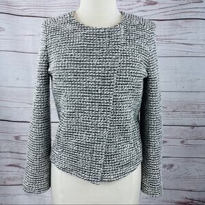 Ann Taylor LOFT black white woven asymmetrical zipper